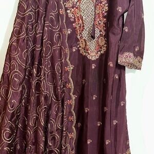 Elegant Embroidered Purple Dress. Desi wear Indian wear